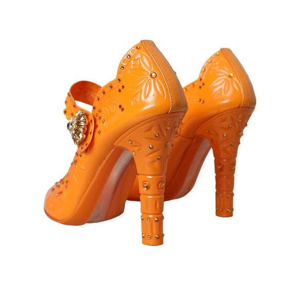 Dolce & Gabbana Embellished PVC Pumps Mary Jane Style Women Orange - Picture 4 of 6
